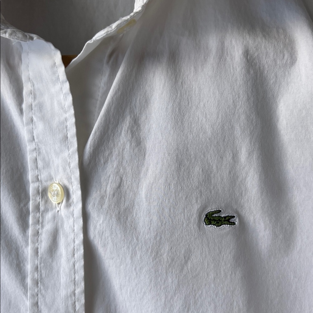Lacoste Boy’s Crisp White Button-Down Shirt Size 42 or XL - Picture 3 of 10